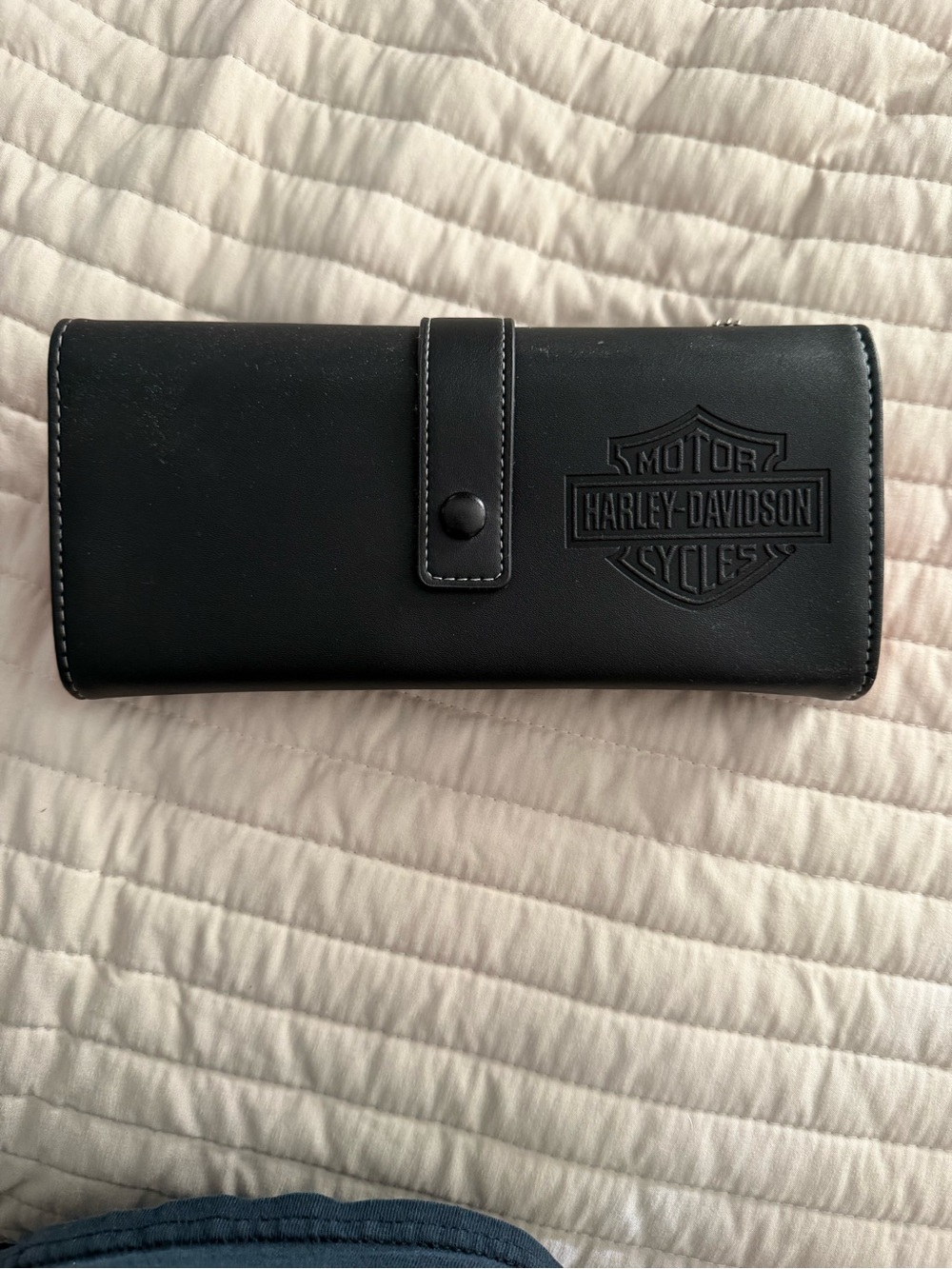 Harley-Davidson Black Leather Snap Closure Wallet with Embossed Logo